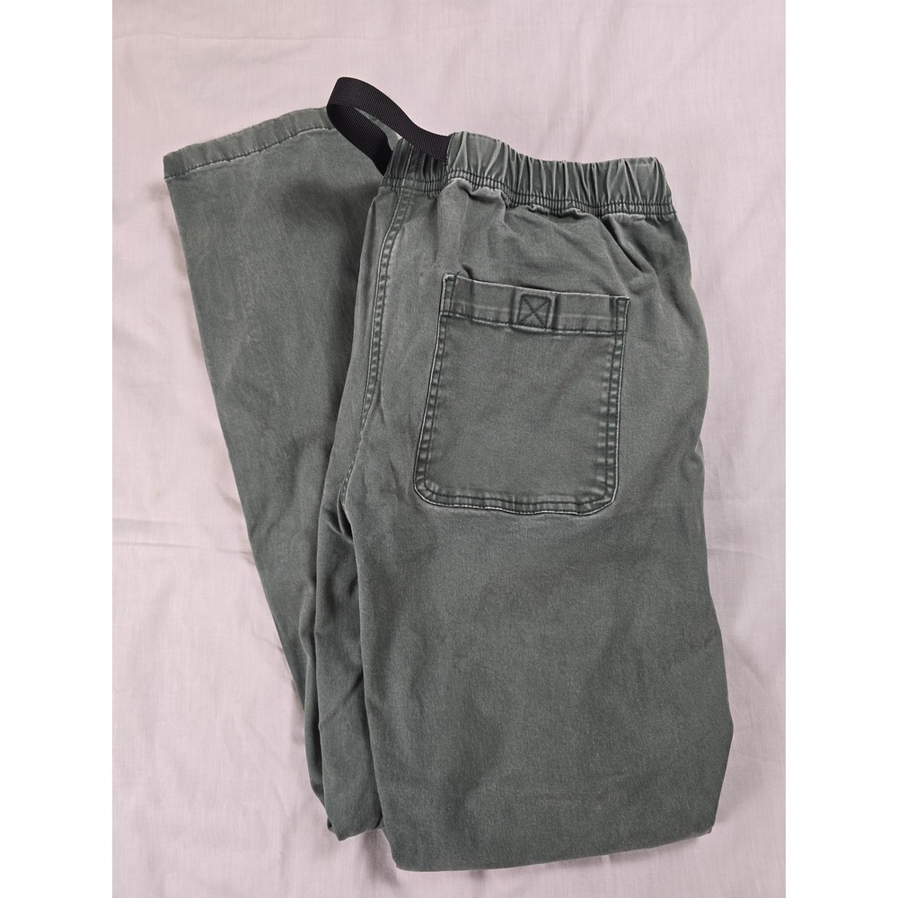 Stoic Pants Mens 34x30 Green Canvas Chino Elastic Waist Belt Buckle Casual